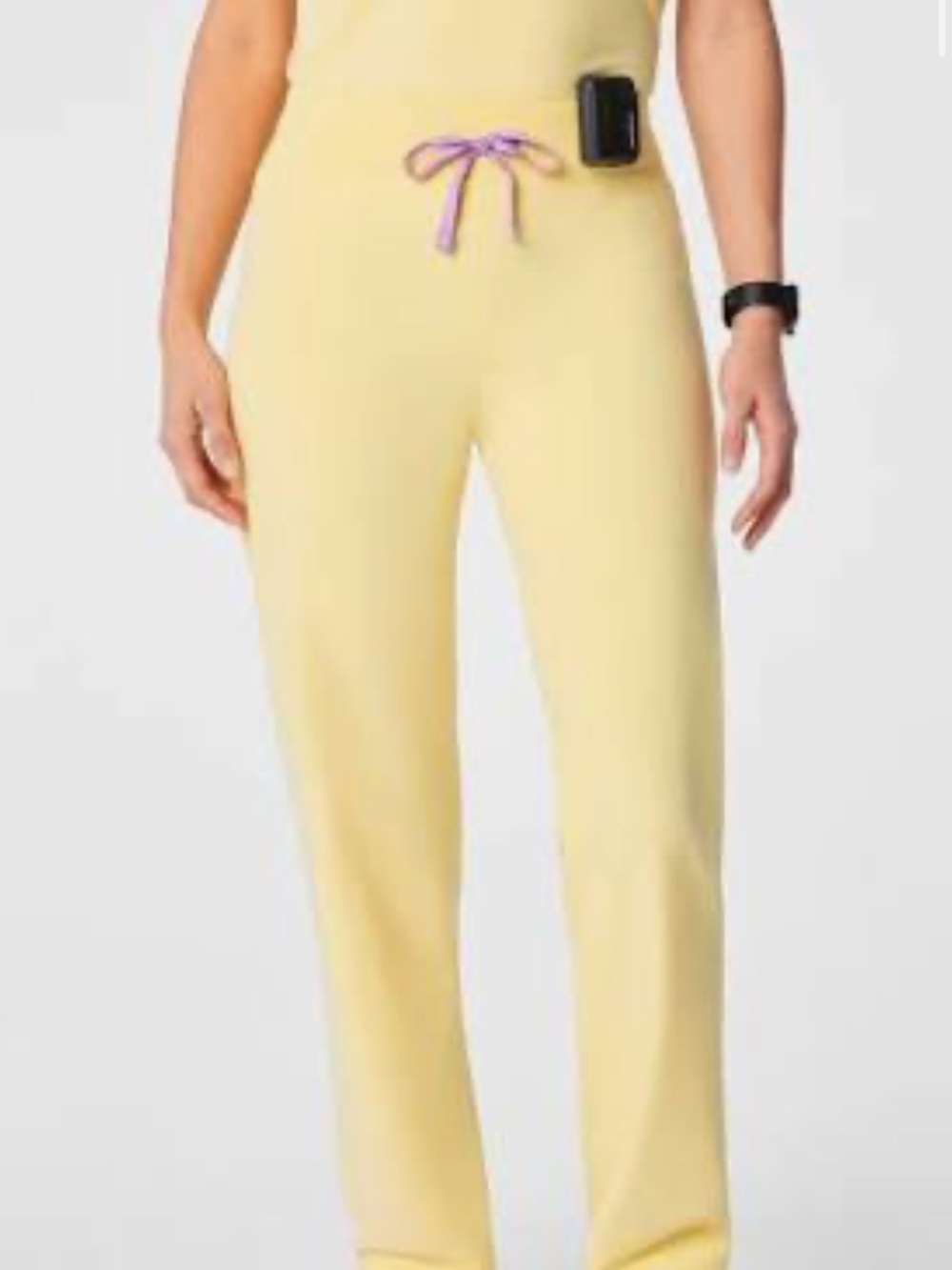 FIGS Butter yellow Livingston high rise straight leg pants